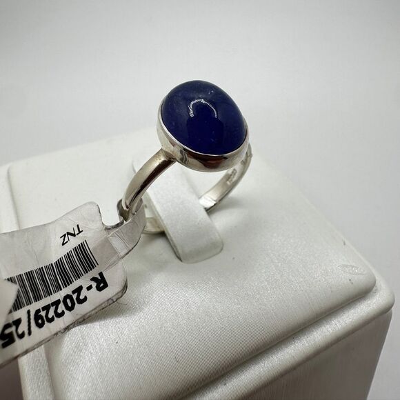 NWT 9x11mm oval cut Tanzanite cabochon solitaire ring in sterling silver! - Picture 9 of 11